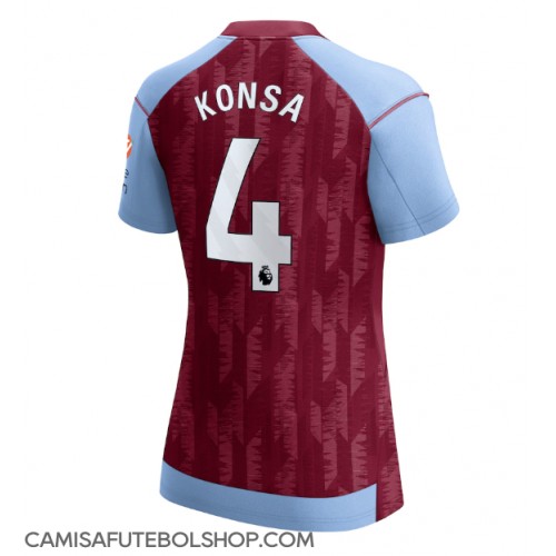 Camisa de time de futebol Aston Villa Ezri Konsa #4 Replicas 1º Equipamento Feminina 2023-24 Manga Curta